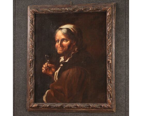 Antique Lombard painting portrait from 17th century