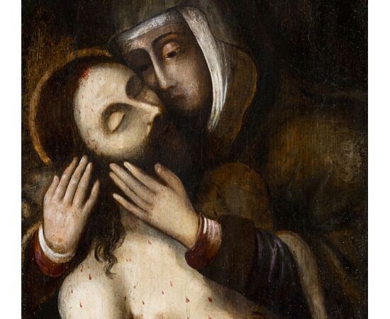 "Pietà" Olio su tavola Spagna XVI° secolo