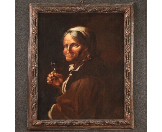 Antique Lombard painting portrait from 17th century