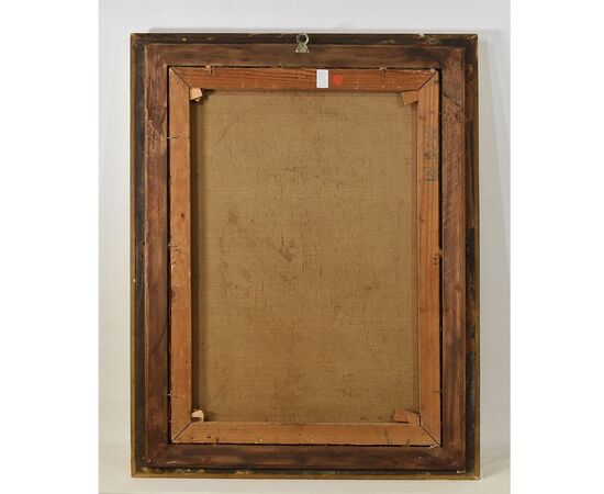DIPINTI ANTICHI, RITRATTI DI DONNA CHE LEGGE CON SENO SCOPERTO, OLIO SU TELA, FINE DELL 800.  (QR589)