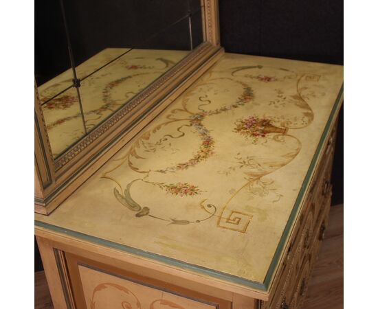 Dresser in lacquered wood with mirror Louis XVI style from the 20th century