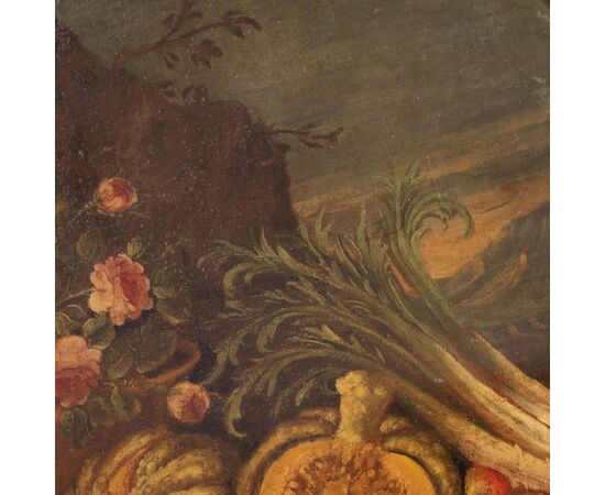 18th century oval Italian still life painting 