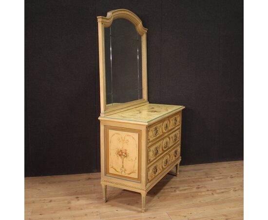 Dresser in lacquered wood with mirror Louis XVI style from the 20th century