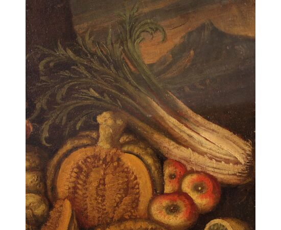 18th century oval Italian still life painting 