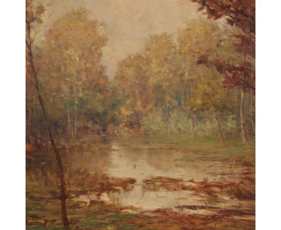 Italian painting landscape signed and dated from the 20th century