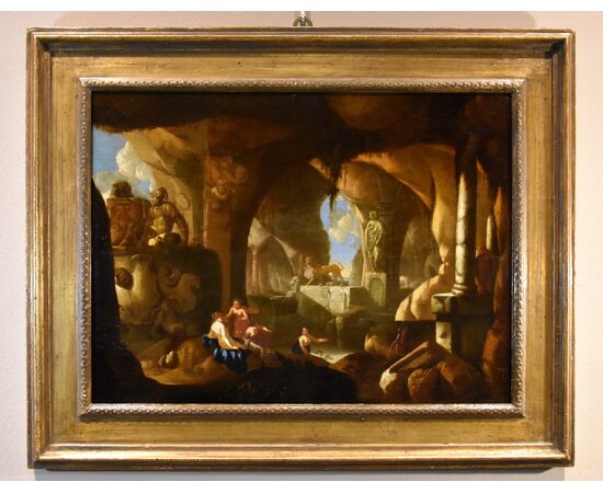 Diana e le ninfe in una grotta, Jacques Muller (Utrecht 1630 - 1680) Firmato: ‘J. Muller f(ecit).’