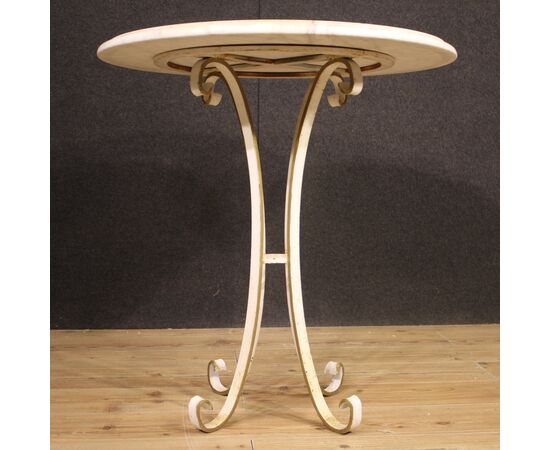 Italian iron side table with marble top from 20th century