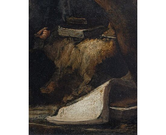 Seguace di David Teniers il Giovane, XVII secolo, Sant’Antonio in preghiera 