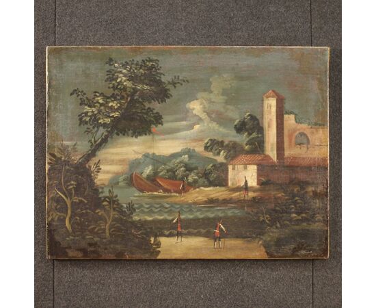 Italian artwork seascape oil on canvas from the 18th century