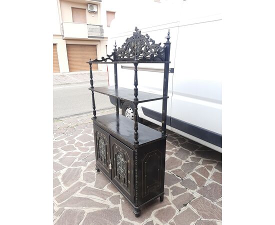 Etagere libreria scaffale stile eclettico fine 800 legno laccato e decorato