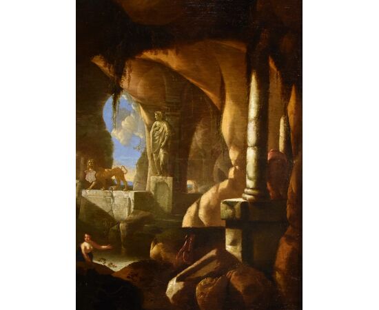 Diana e le ninfe in una grotta, Jacques Muller (Utrecht 1630 - 1680) Firmato: ‘J. Muller f(ecit).’