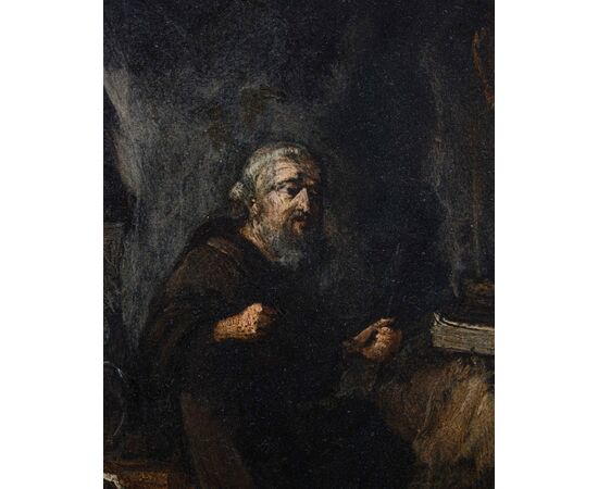 Seguace di David Teniers il Giovane, XVII secolo, Sant’Antonio in preghiera 