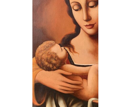 Pittore italiano (XIX-XX sec.) - Madonna con Bambino.