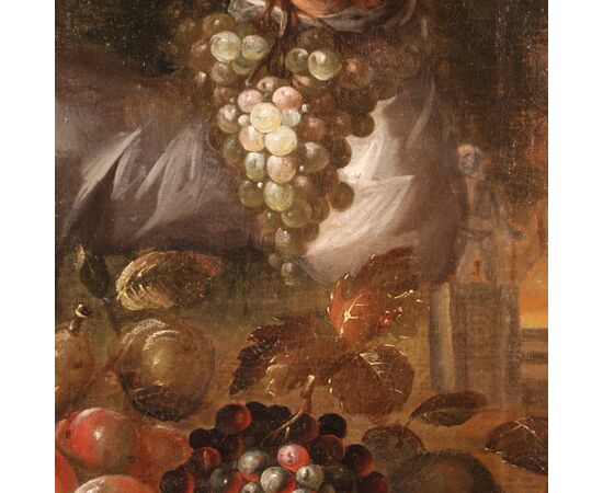 Italian painting Greengrocer with a basket of fruit from the 18th century