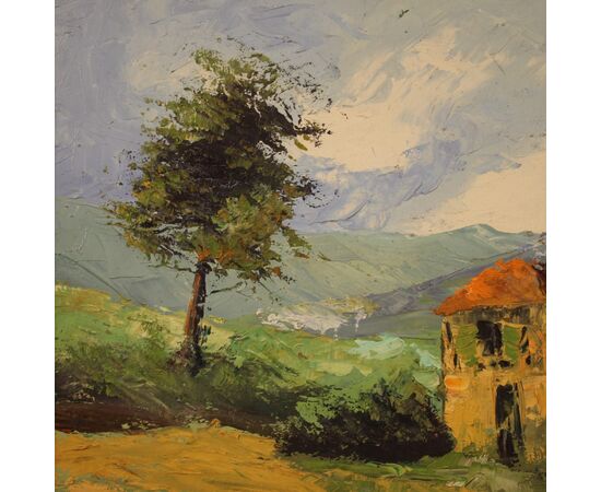 Signed painting landscape of countryside from the 20th century