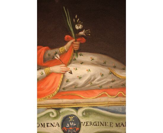 S. Filomena dipinto olio su zinco, XVIII sec.