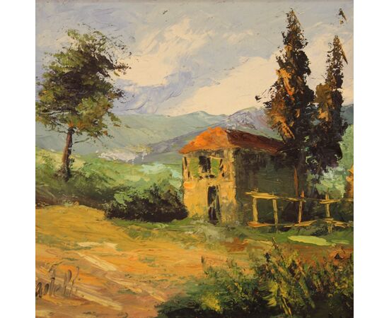 Quadro firmato paesaggio di campagna del XX secolo