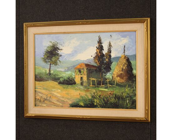 Quadro firmato paesaggio di campagna del XX secolo