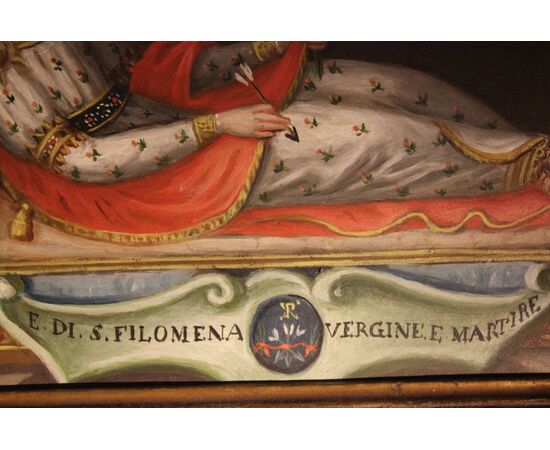 S. Filomena dipinto olio su zinco, XVIII sec.