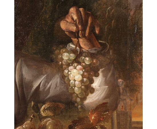 Italian painting Greengrocer with a basket of fruit from the 18th century