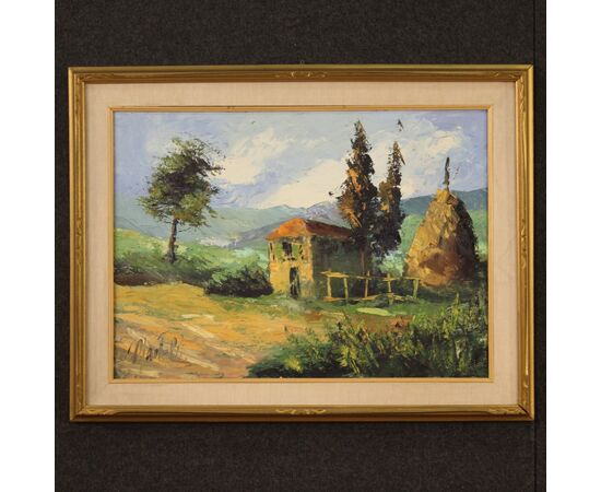 Quadro firmato paesaggio di campagna del XX secolo