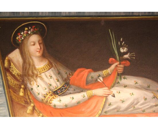 S. Filomena dipinto olio su zinco, XVIII sec.