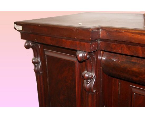 Grande Servante credenza inglese in mogano e piuma di mogano stile Vittoriano del 1800