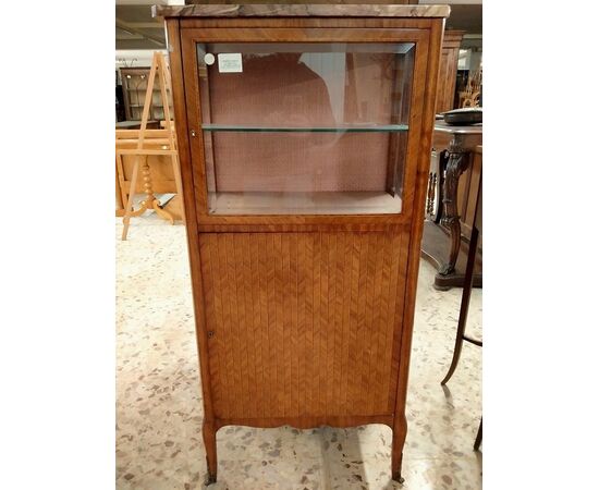 Vetrinetta francese del 1800 stile transizione in bois de rose con marmo