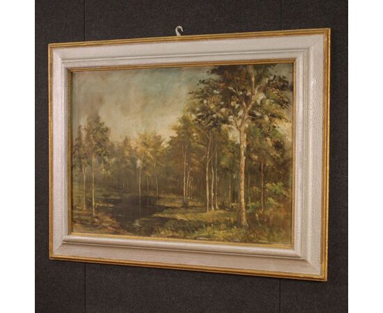 Italian painting signed and dated 1939 woodland landscape