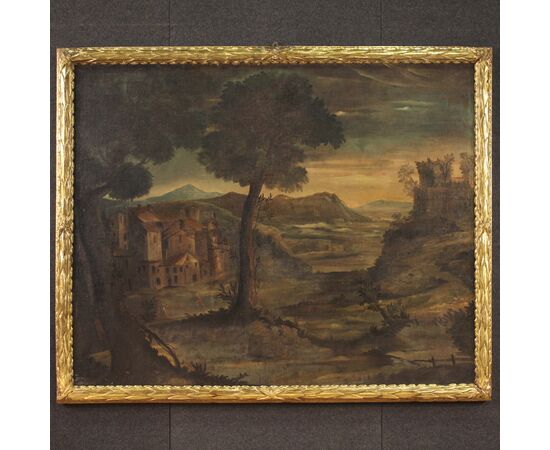 Italian painting oil on canvas landscape from the 18th century