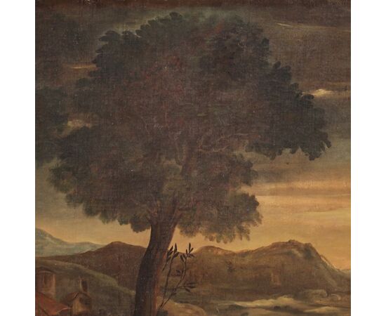 Italian painting oil on canvas landscape from the 18th century