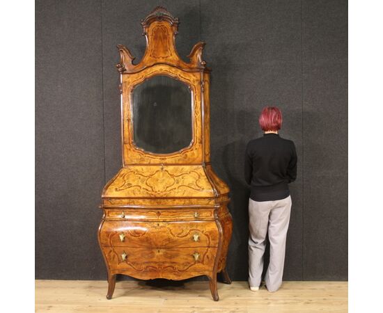 Trumeau in Rococo style in inlaid wood from 20th century