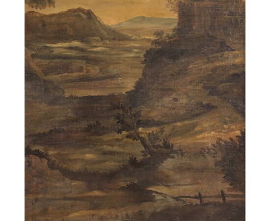 Italian painting oil on canvas landscape from the 18th century