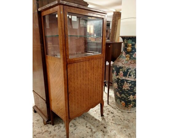 Vetrinetta francese del 1800 stile transizione in bois de rose con marmo