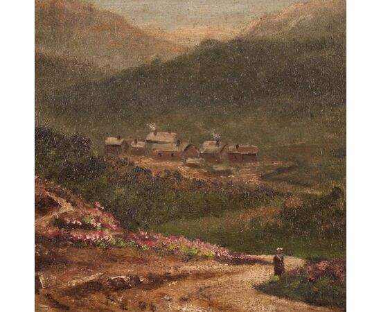 Small romantic landscape French painting from the 1920s