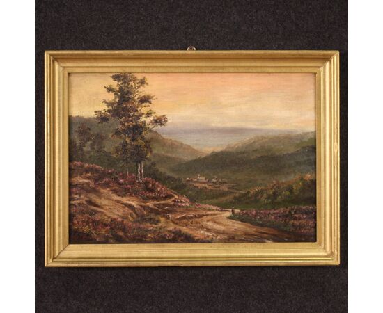 Small romantic landscape French painting from the 1920s