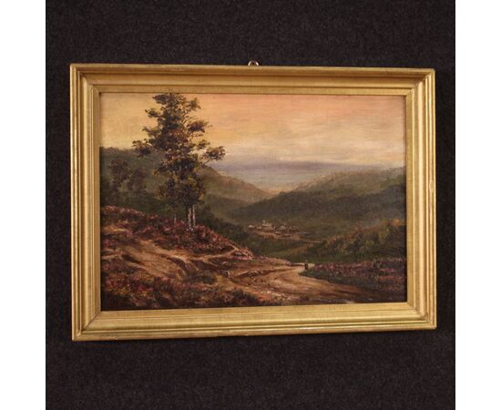 Small romantic landscape French painting from the 1920s