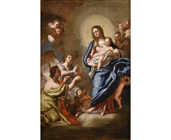 Madonna in gloria con bambino circondata due angeli,  Pietro Bardellino (Napoli, 1731 – 1806)