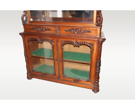 Credenza doppio corpo francese del 1800 stile Luigi Filippo in legno di mogano