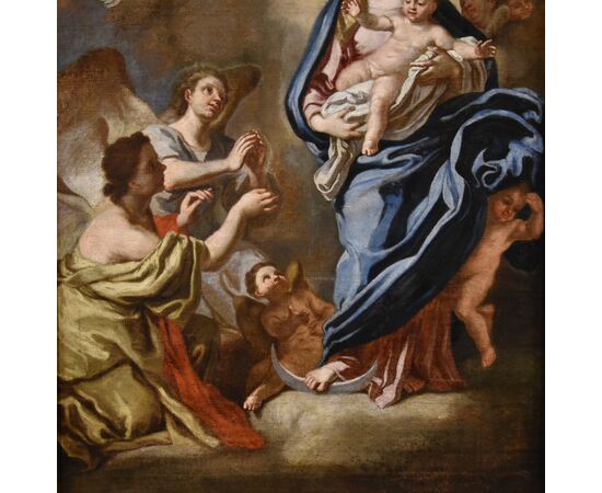 Madonna in gloria con bambino circondata due angeli,  Pietro Bardellino (Napoli, 1731 – 1806)