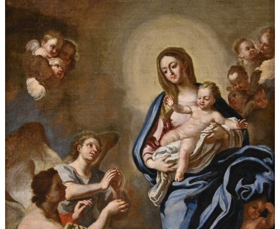 Madonna in gloria con bambino circondata due angeli,  Pietro Bardellino (Napoli, 1731 – 1806)