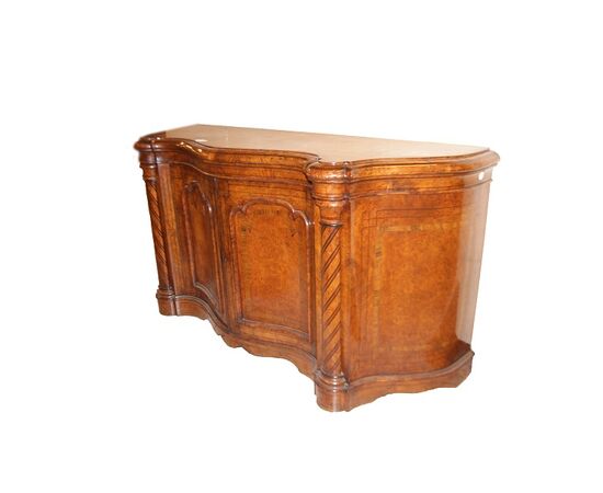 Servante sideboard inglese di metà 1800 stile Vittoriano in legno di olmo