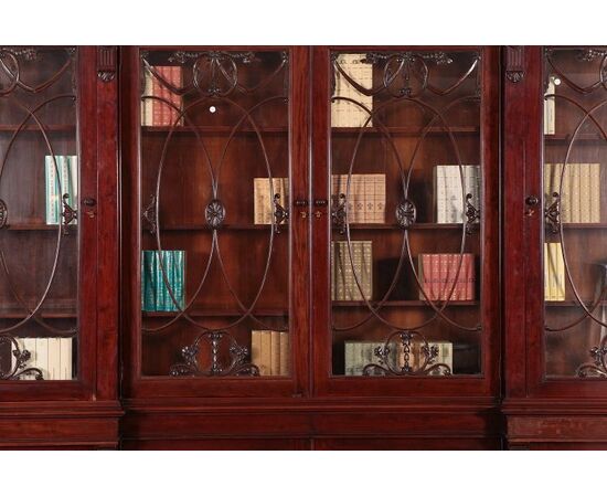 Grande bookcase libreria Inglese stile Regency del 1800 in mogano