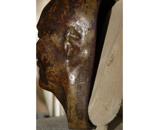 Scultura Maschera funebre in bronzo di Napoleone Bonaparte del 1800 