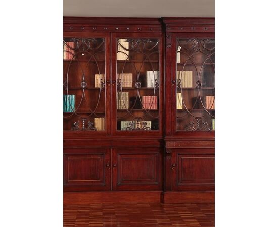 Grande bookcase libreria Inglese stile Regency del 1800 in mogano