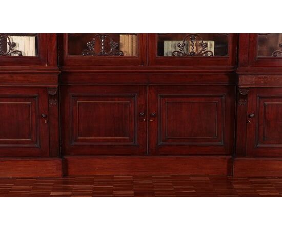 Grande bookcase libreria Inglese stile Regency del 1800 in mogano