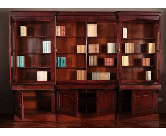 Grande bookcase libreria Inglese stile Regency del 1800 in mogano