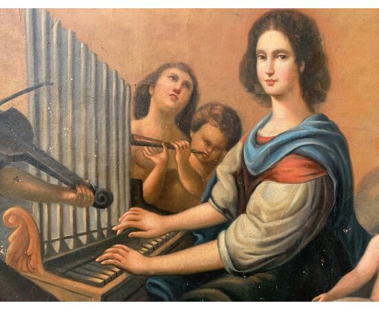 Pittore italiano (XVIII-XIX sec.) - Santa Cecilia e angeli.