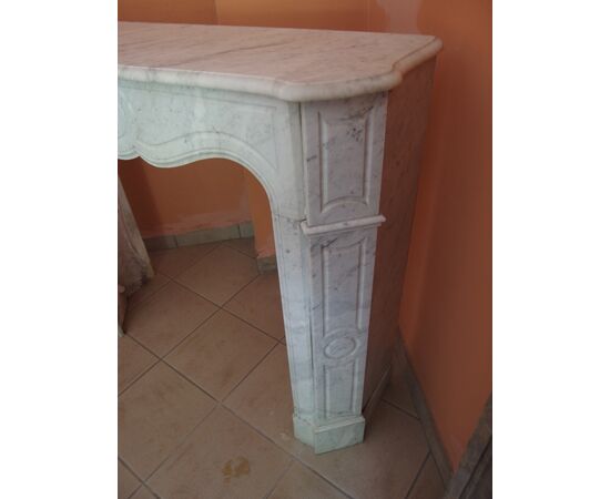 CORNICE IN MARMO BIANCO CARRARA POMPADOUR SEMPLICE EPOCA FINE 800 FRANCIA