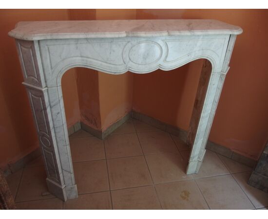 CORNICE IN MARMO BIANCO CARRARA POMPADOUR SEMPLICE EPOCA FINE 800 FRANCIA